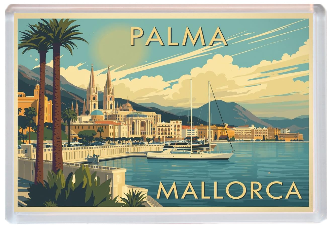 Baked Bean Store Multicolor Palma - Mallorca - Jumbo Artistic Fridge Magnet 96 X 67Mm Bbsfhm3349