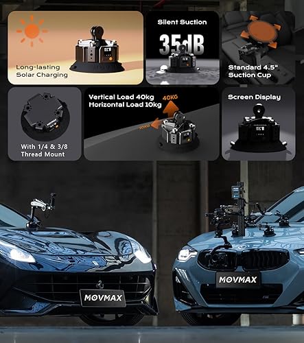 Miniatura 2 de MOVMAX - Ventosa electrónica solar de 4.5 pulgadas, compatible con brazo de cuchilla y brazo de afeitar para cámara de bolsillo 3cámara de