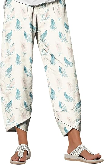 DMOYALA Summer Boho Pants for Women Casual Elastic Waist Wide Leg Pants 2026 Fashion Beach Vacation Lounge Palazzo Trousers
