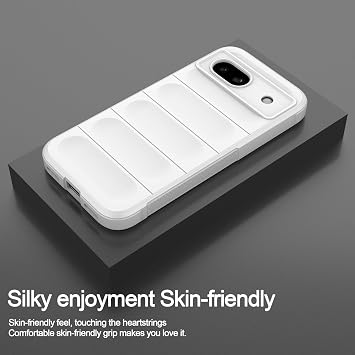 ESTH Liquid Silicone Case for Google Pixel 8a with Antibacterial Protection and Scratch-Resistant Soft Microfibre Lining All-Round Protection Shockproof Mobile Phone Case White