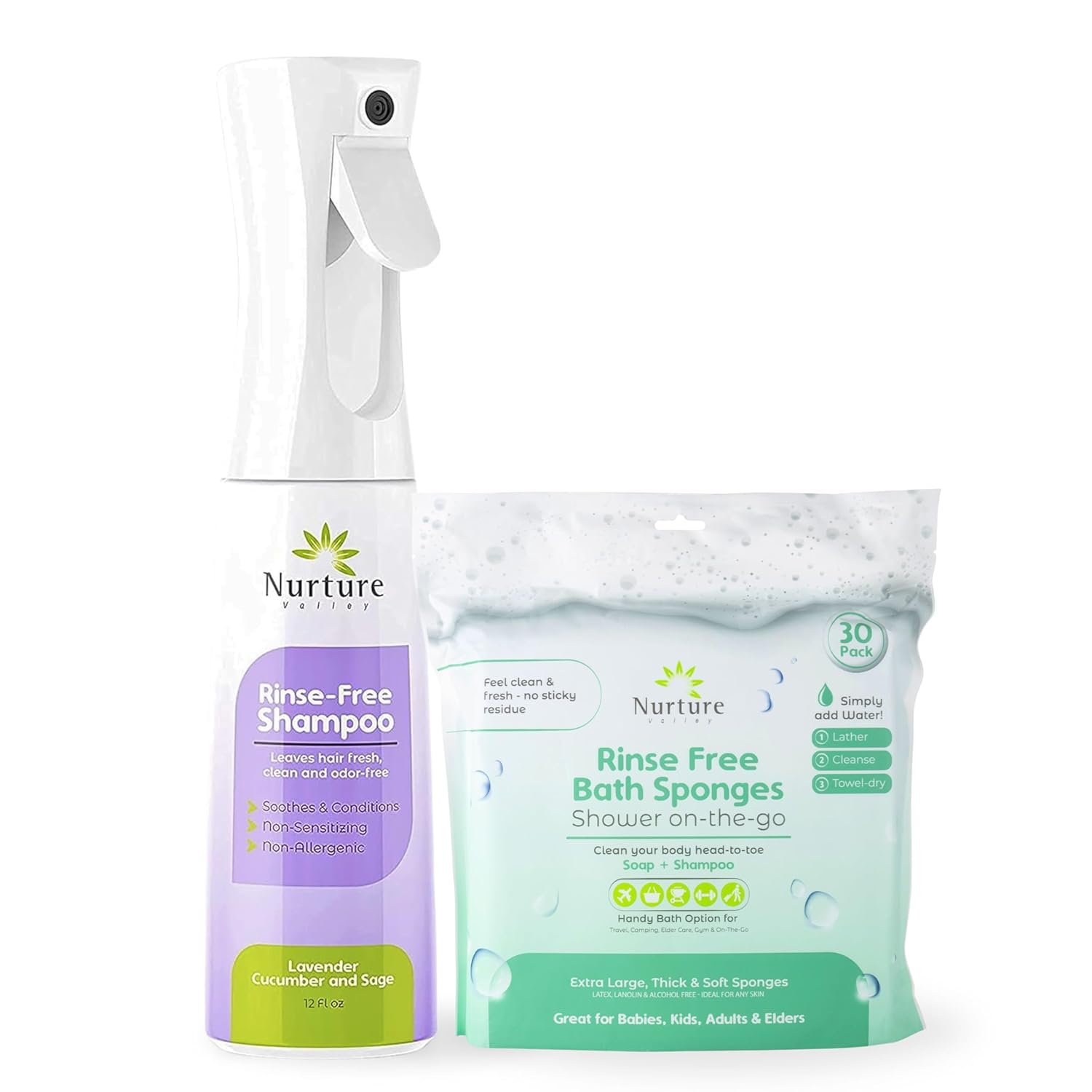 Nurture Valley Sponge Bath Wipes Large Disposable Wash