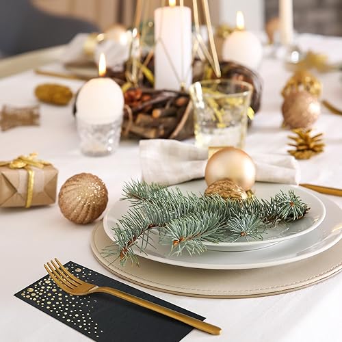 Miniatura 9 de Elegantes servilletas negras  Servilletas desechables de 7.5 x 4.25 pulgadas, 100 servilletas negras y doradas, servilletas doradas y negras