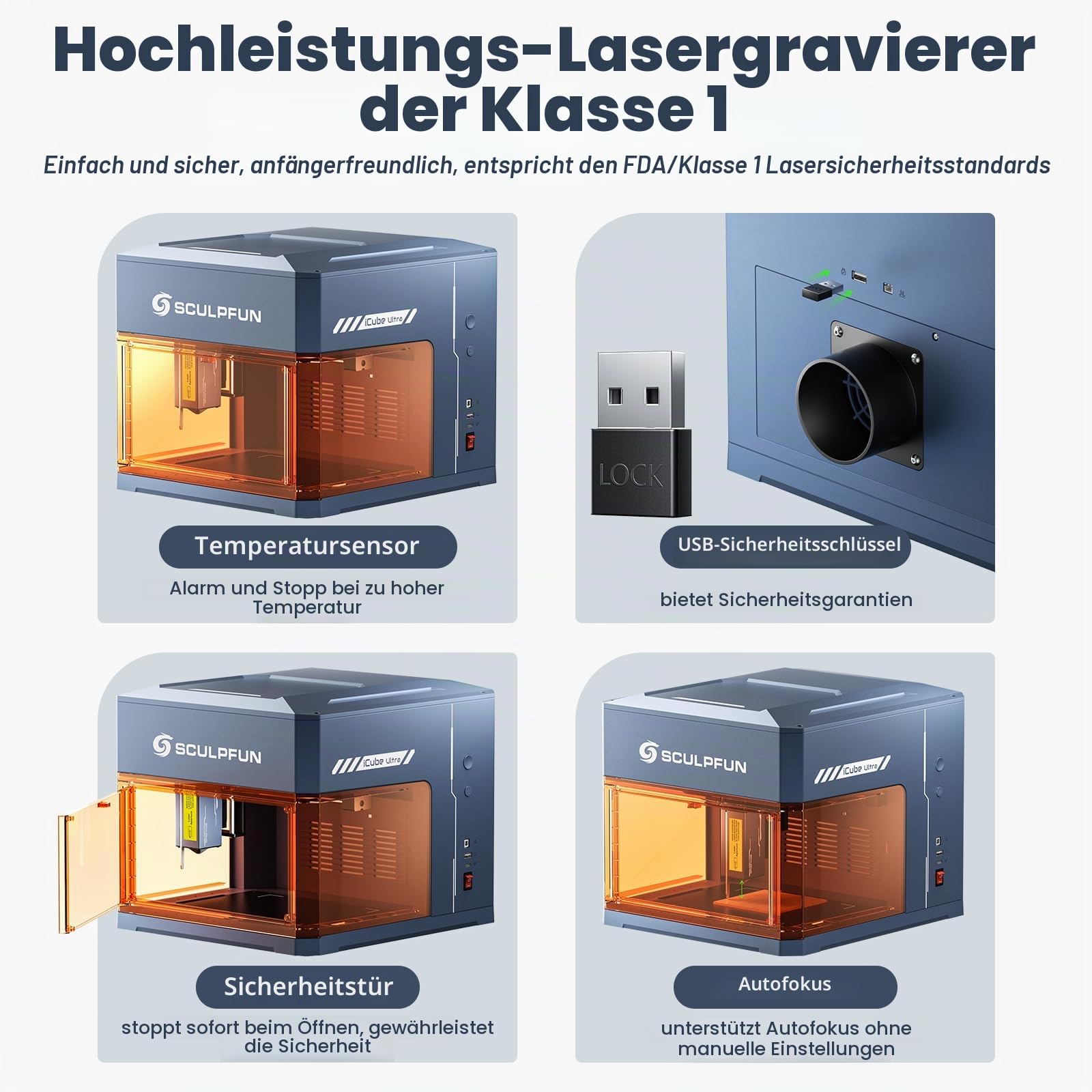 SCULPFUN iCube Ultra Dual Mini Laser Graviermaschine, mit PAC3 - Air Assist iAP & Kamera iCAM & Roller RAmini, 12W Diode und 1,2W Infrarot Laser, SCULPFUN APP, Laser Cutter mit Rauchfilter