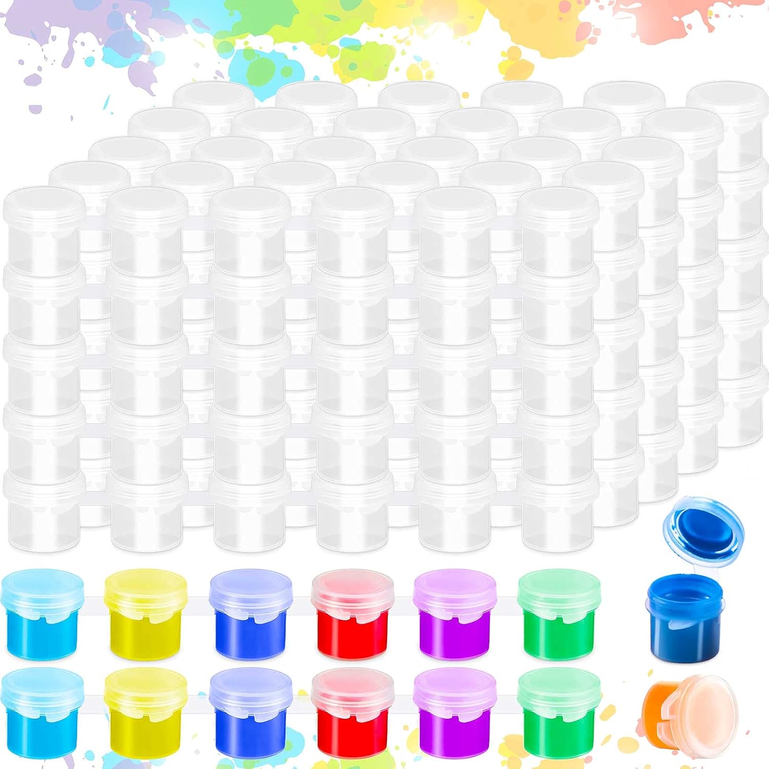 Patelai 200 Strips 1200 Pots Empty Paint Pots with Lids Mini Plastic Paint Storage Container Strips Art Painting Craft Supplies for Classrooms Schools Paintings Art Festivals