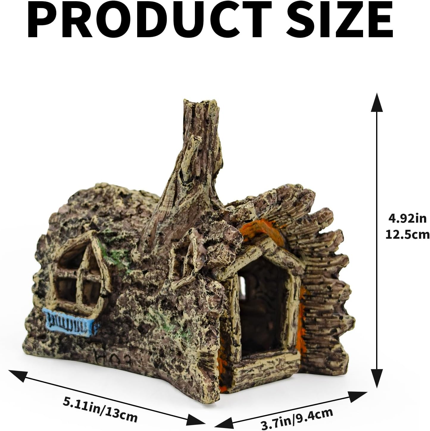 Fish Tank Decorations, Resin Simulated Tree House Hide, Aquarium Caves and Hides for Fish, Tank Accessories Decorations, Aquarium Ornaments Hideout