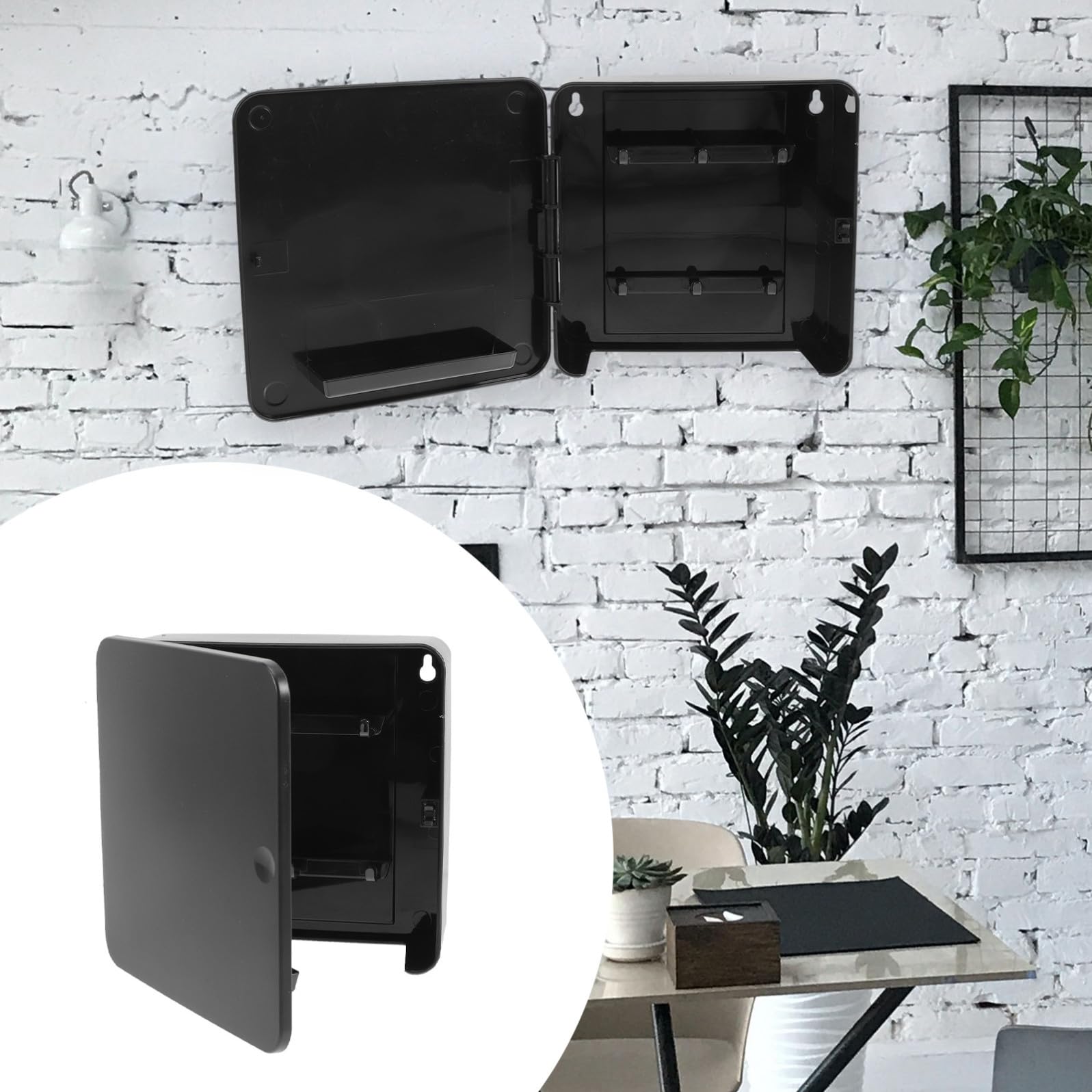 Operitacx Porta Chiavi da Parete Nero Magnetico in Plastica Design Moderno ed Elegante Appendichiavi senza Foratura per Casa e Ufficio