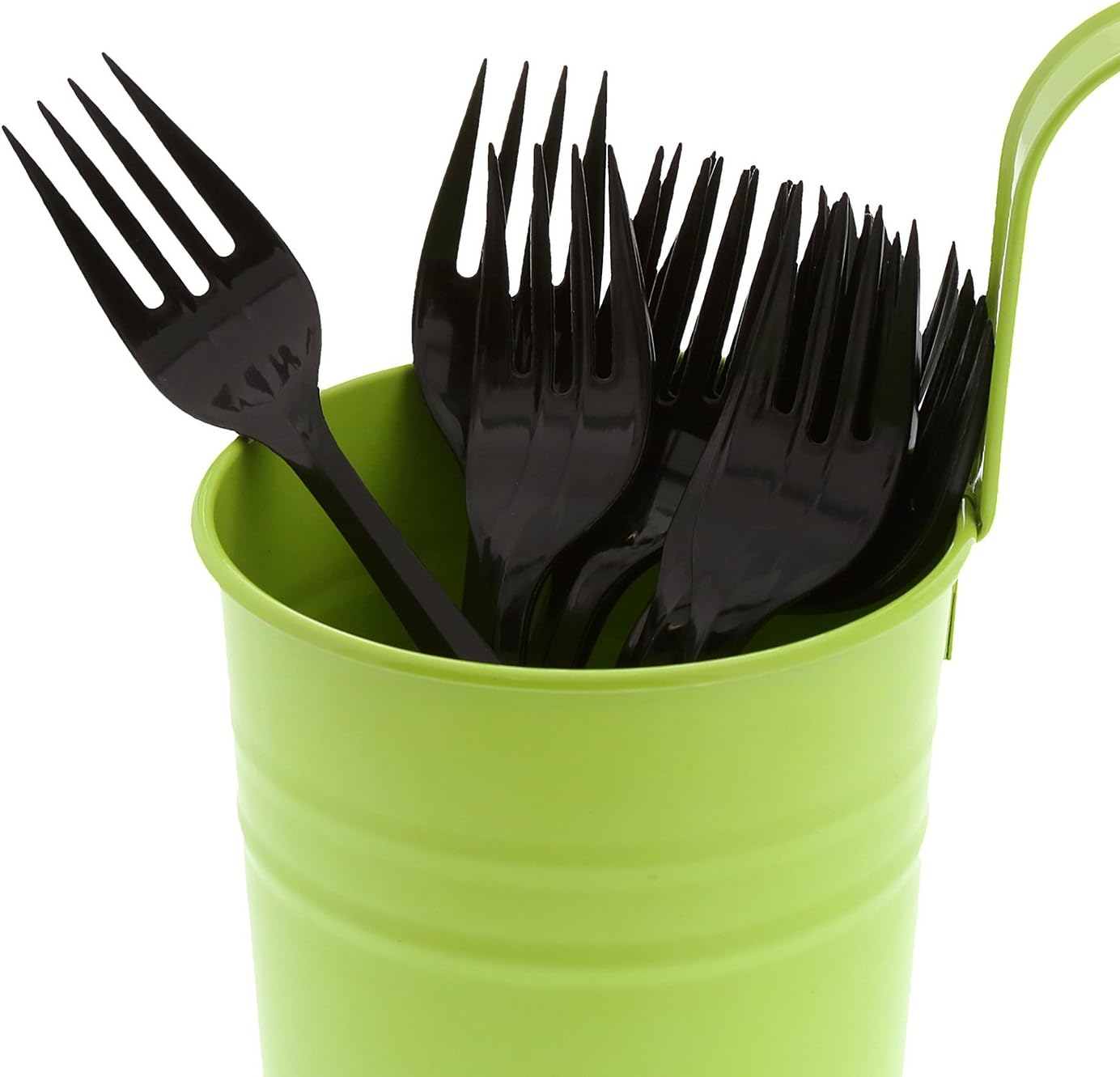 AmerCareRoyal Medium Weight Unwrapped Disposable Polypropylene Plastic Forks for Restaurants and Catering, Black, Pack of 1000