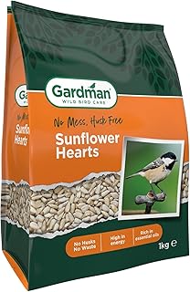 1kg Sunflower Hearts, No Mess No Husks Sunflower Hearts for Wild Birds, High Protein And Oil-rich Sunflower Hearts, A Great All-round Seed Choice
