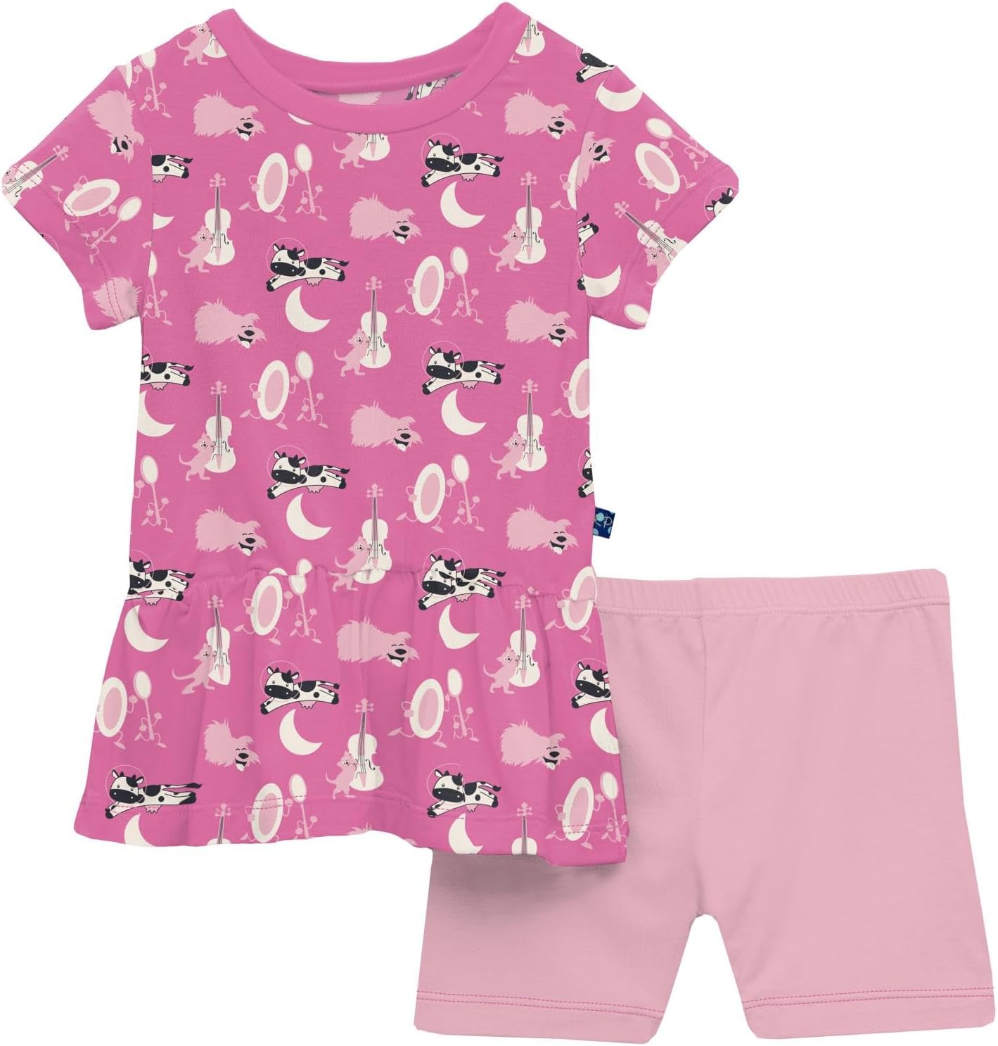 KicKee Print Short Sleeve Playtime Outfit, Soft Two Piece Set, Baby and Kid Clothes
