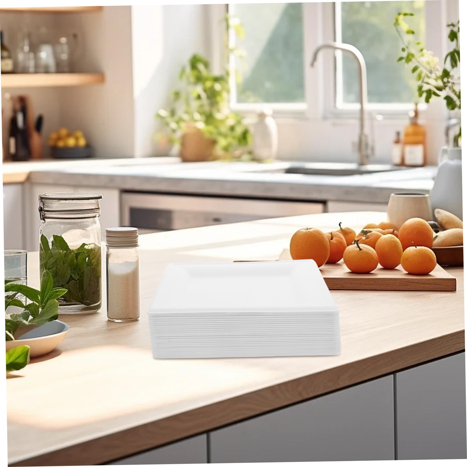 50 piezas Platos de Cartón Desechables Cuadrados Resistentes para Fiestas Bodas y Picnic con Diseño Elegante y Aptos para Microondas