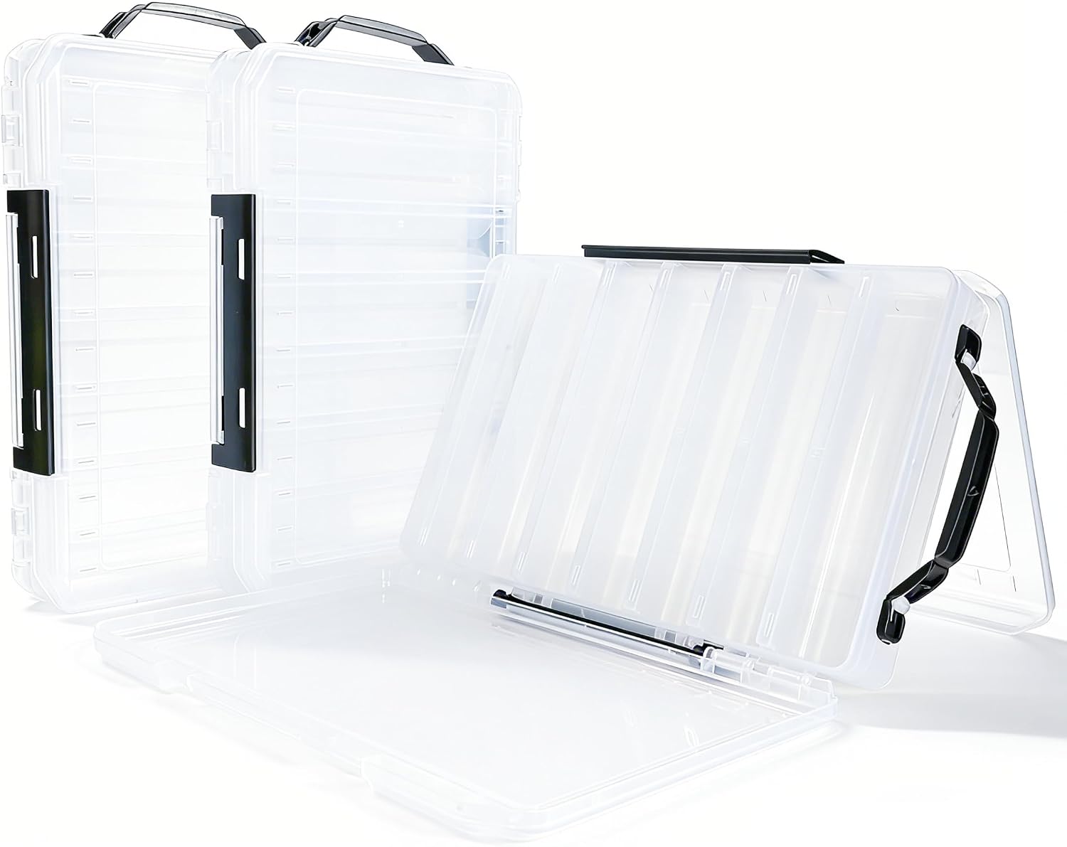 Fishing Tackle Boxes Lure Organizer: 2 Packs Hard Bait Storage Box - Double Sided Fishing Lure Case with 14 Compartments Container (Chartreuse, L)