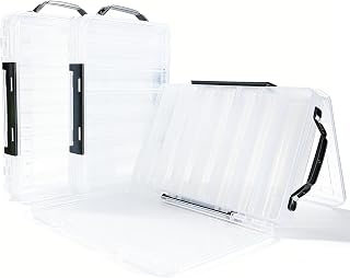 Fishing Tackle Boxes Lure Organizer: 2 Packs Hard Bait Storage Box - Double Sided Fishing Lure Case with 14 Compartments Container (White, L)