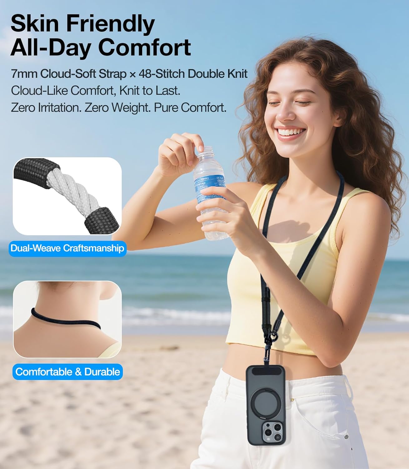 Phone Lanyard Crossbody, 3-in-1 Neck Strap& Wrist Strap, Adjustable Anti-Theft Lanyard with 2 Phone Tether Tabs, Universal CellPhone Strap for iPhone 17 Pro Max & Android, Orange - Image 4