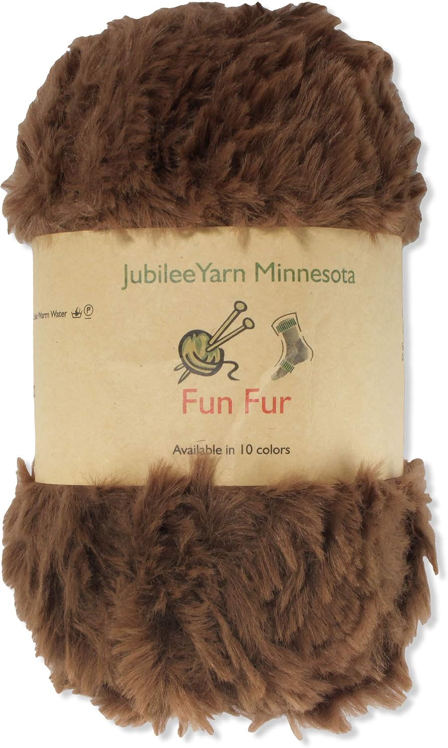 BambooMN Chunky Fluffy Faux Fur Eyelash Yarn - 100% Polyester - 100g/Skein - 2 Skeins - Chestnut Brown