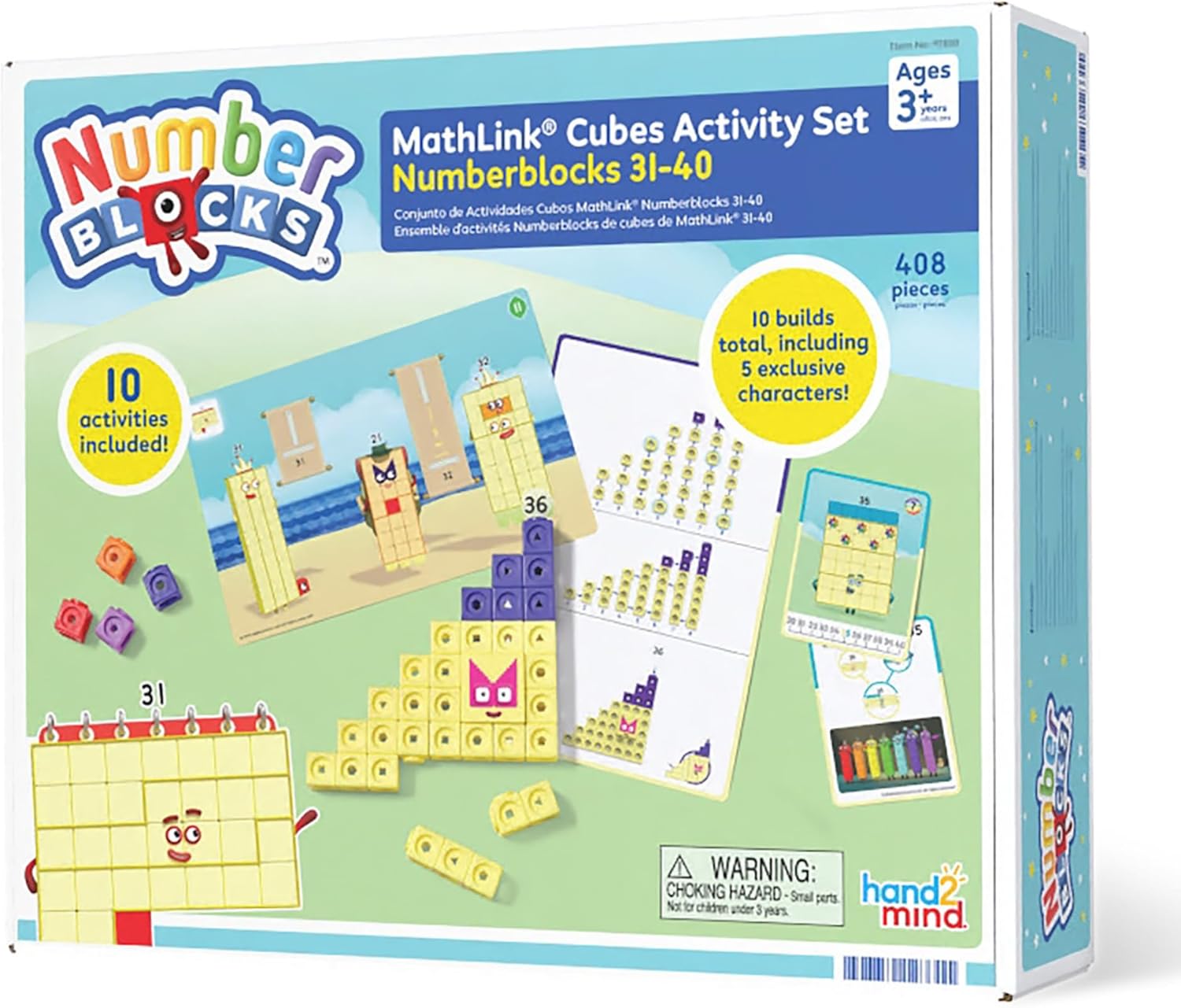 hand2mind Numberblocks 31-40 MathLink Cubes Activity Set - Learn Numbers & Early Math Skills, Preschool and Kindergarten Learning Activities, Educational Toys for Kids, Counting Math Manipulatives