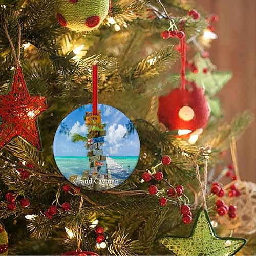 Miniatura 3 de Gran Isla Caimán - Adorno de Navidad de viaje de la ciudad, colección de recuerdos de porcelana de doble cara de 2.75 pulgadas, decoración colgante