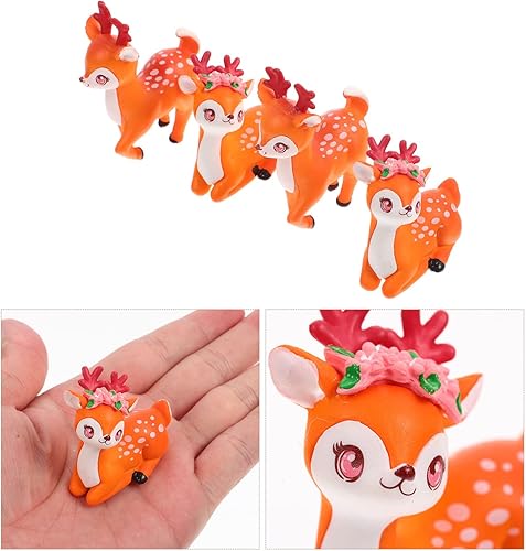 Miniatura 9 de Yardwe 4pcs Micro Paisaje Ornamento Bosque Animales Ciervos Familia Figuras Jardines de Hadas Animales Estatuas de Reno Cumpleaños Decoración Mini