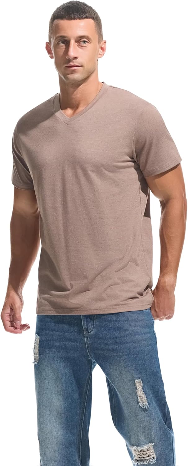 KLIEGOU Men's V Neck T Shirts - Casual Stylish Fitted Stretch Tees for Men - Image 3