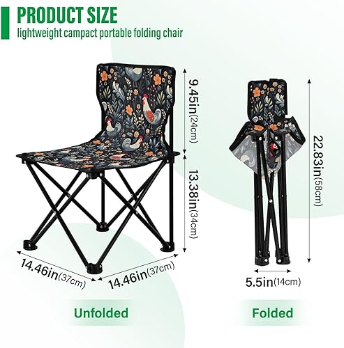 Miniatura 3 de Outdoor Folding Cute Rooster Flower Camping Chairs for Adults Portable Camping Chair Lightweight Lawn Chair 202a4544