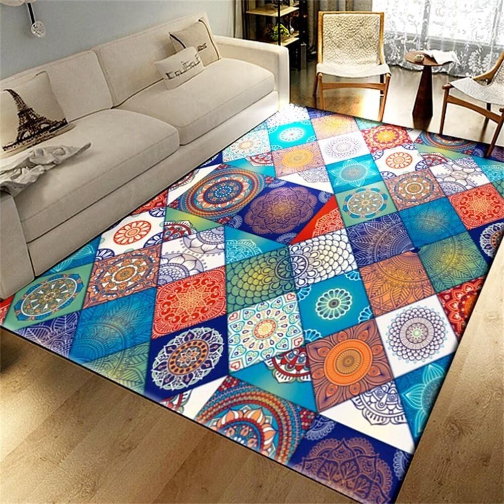 Tapis d'entrée intérieur à fleurs régionales 70x200cm pour couloir et salon
