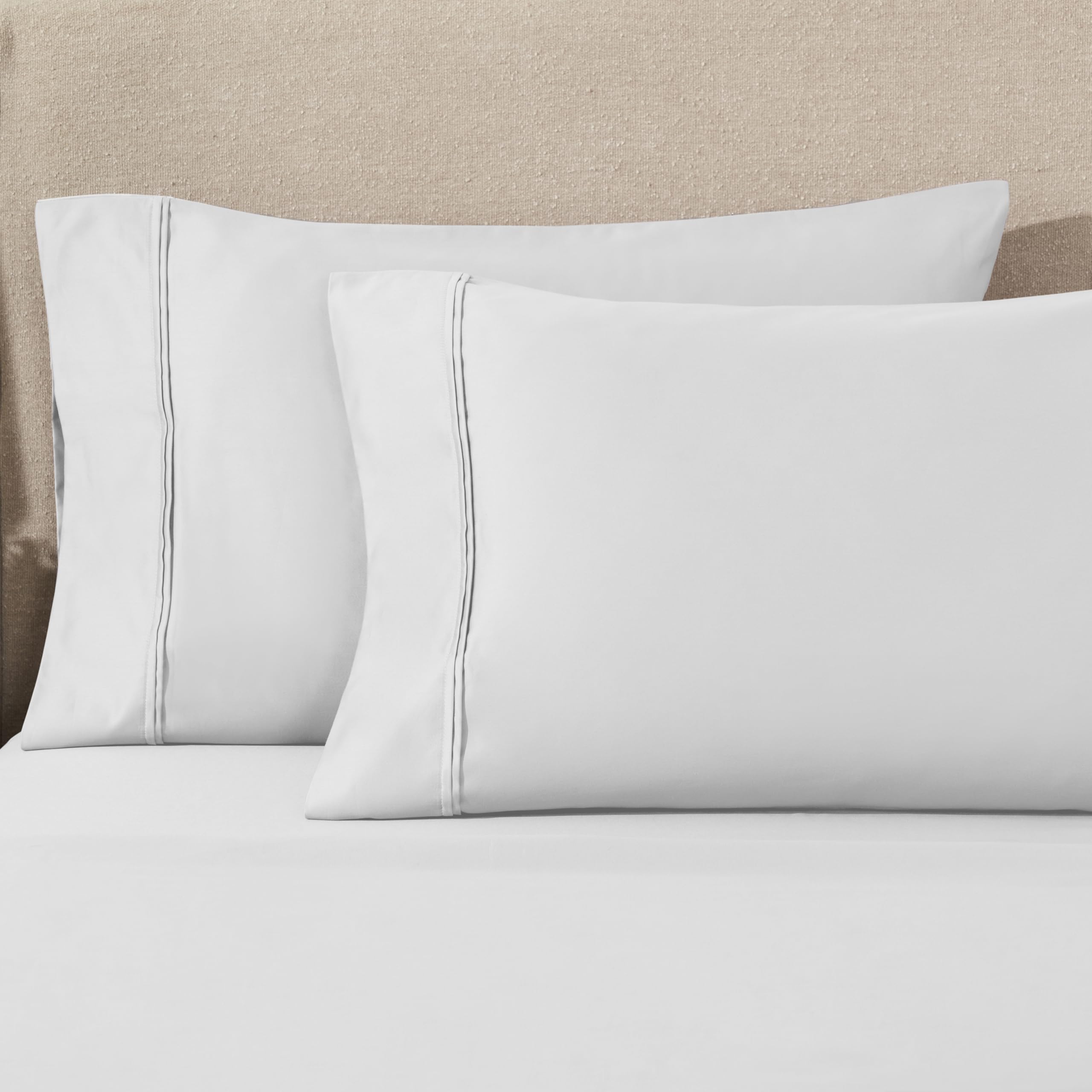 Superior Ensemble de taies d'oreiller en Coton égyptien 1200 Fils au Pouce carré, Platine