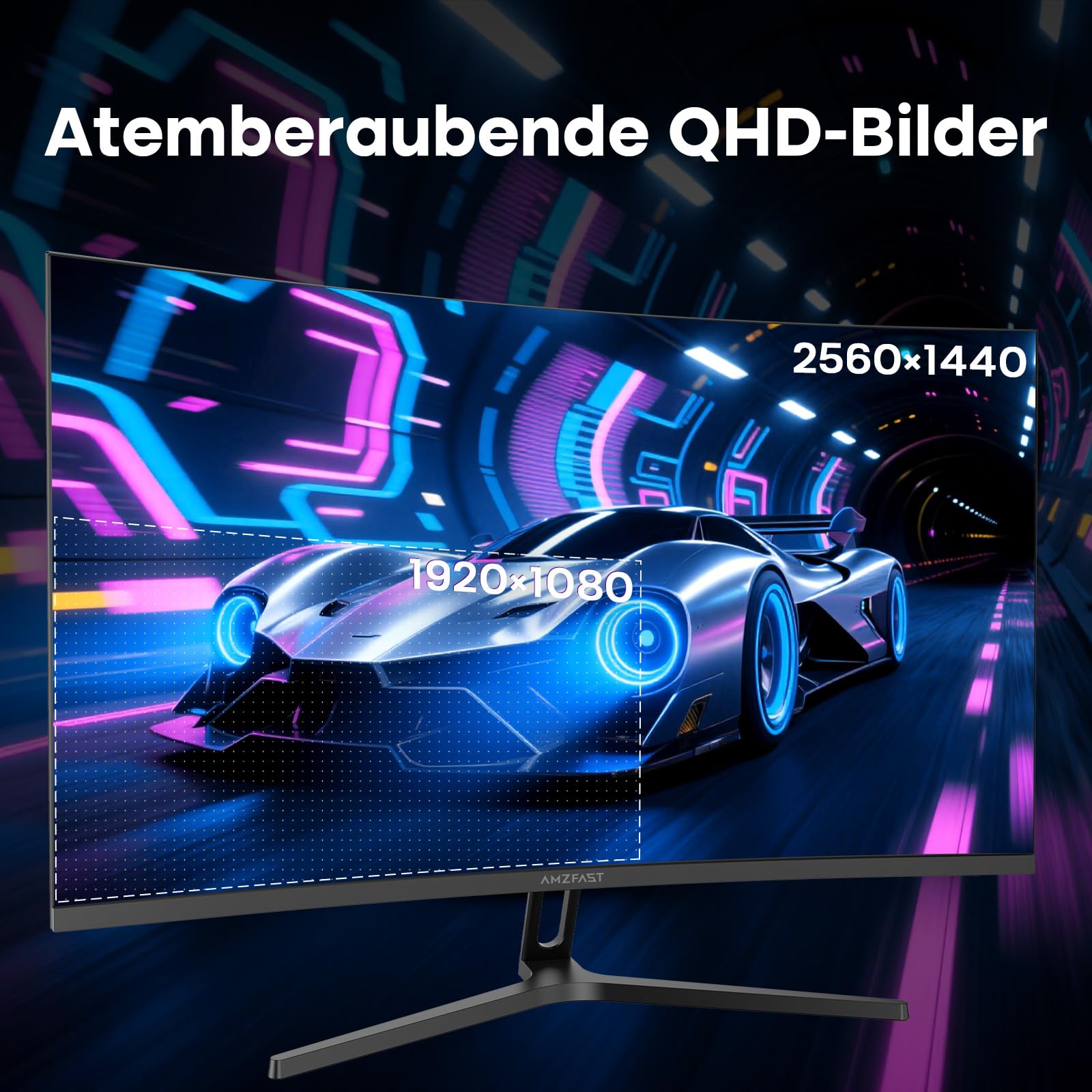 Amzfast Monitor da Gaming Curvo 1500R con Adaptive-Sync, HDMI/DisplayPort, 27 pollici 240Hz/QHD