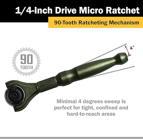 Miniatura 6 de Titan - Micro trinquete, 11324, 14 pulgadas, cabeza giratoria de aluminio, color verde