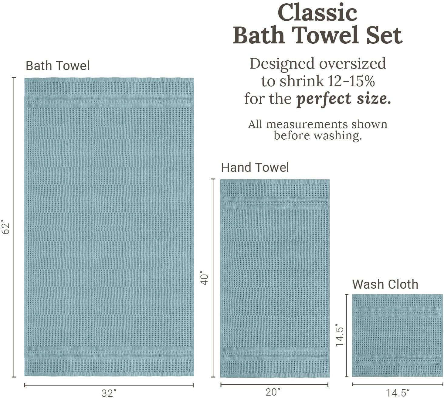 GILDEN TREE Waffle Towel Set Quick Dry Thin | 2 Bath Towels | 2 Hand Towels | 2 Washcloths, Classic Style (Seafoam) - Image 8