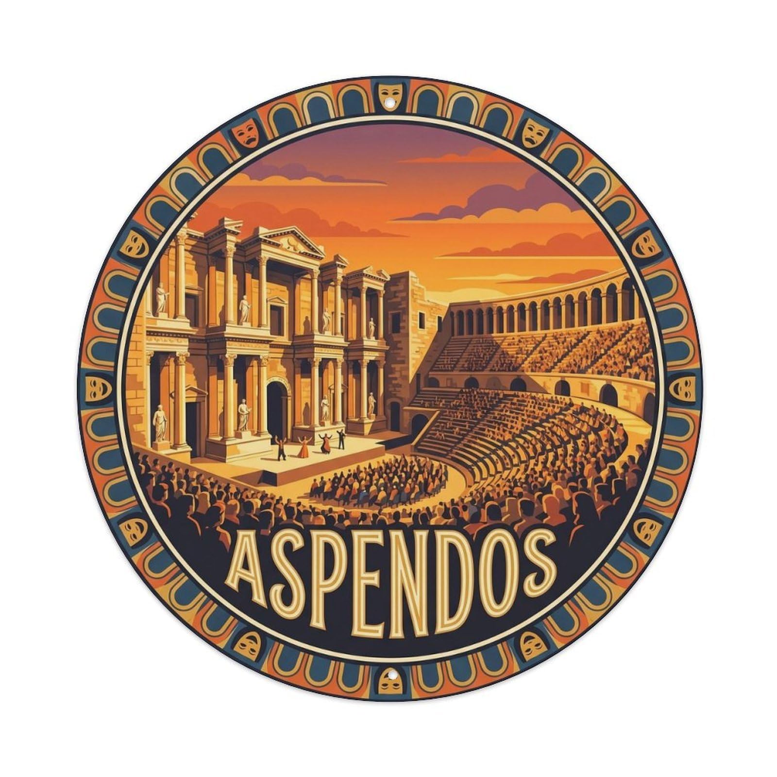 Antalya Aspendos Roman Theatre Turkey Historic Classic Metal Tin Sign