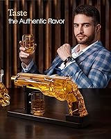 Vista 6 de Juego de decantadores de whisky de pistola para hombres, juego de decantador de licor Kollea con vaso de tiro de pistola, regalos de cumpleaños