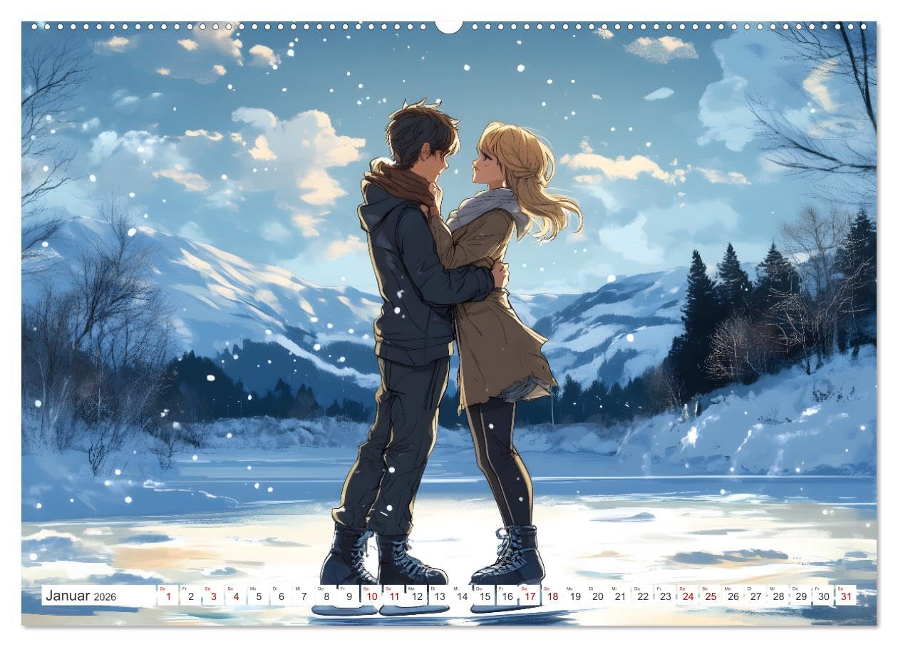 Das Jahr der Liebe: Verliebte Pärchen im Manga-Stil (hochwertiger Premium Wandkalender 2026 DIN A2 quer), Kunstdruck in Hochglanz: Ein ganzes Jahr ... und Manga vereinen möchten (CALVENDO Orte)