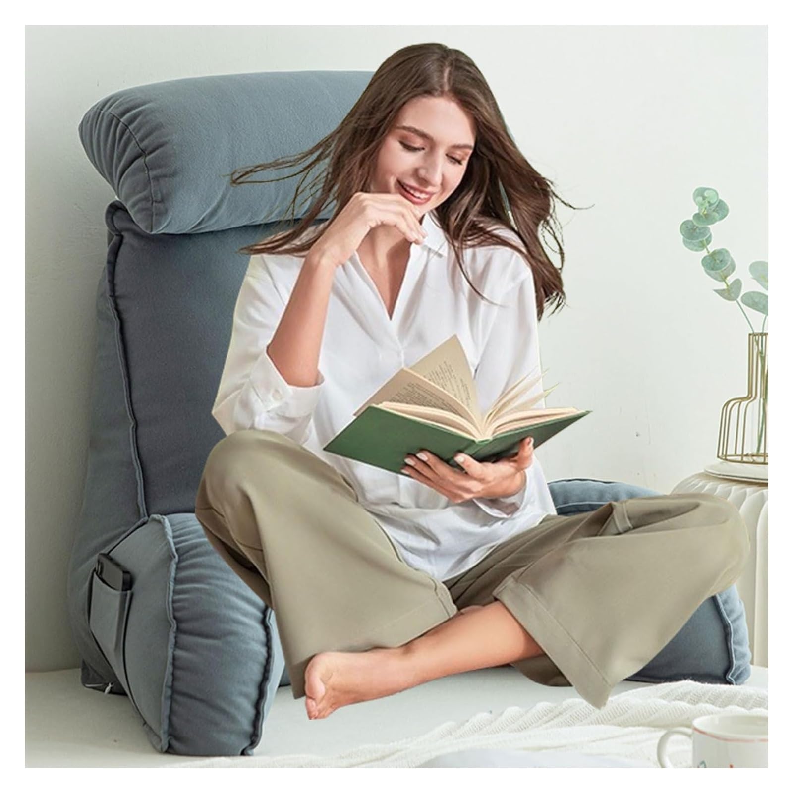Reading pillow， Large Reading Pillow Detachable, Pillows For Bed Backrest