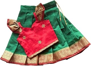 Picksparrow Baby Girl Pattu pavadai/Lehenga Choli/Festive Indian wear (Cotton Silk) Price In India