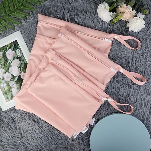 Miniatura 5 de ALVABABY 3 bolsas para pañales de tela para bebé, impermeables, reutilizables, con dos bolsillos, para viajes, playa, piscina, guardería, artículos