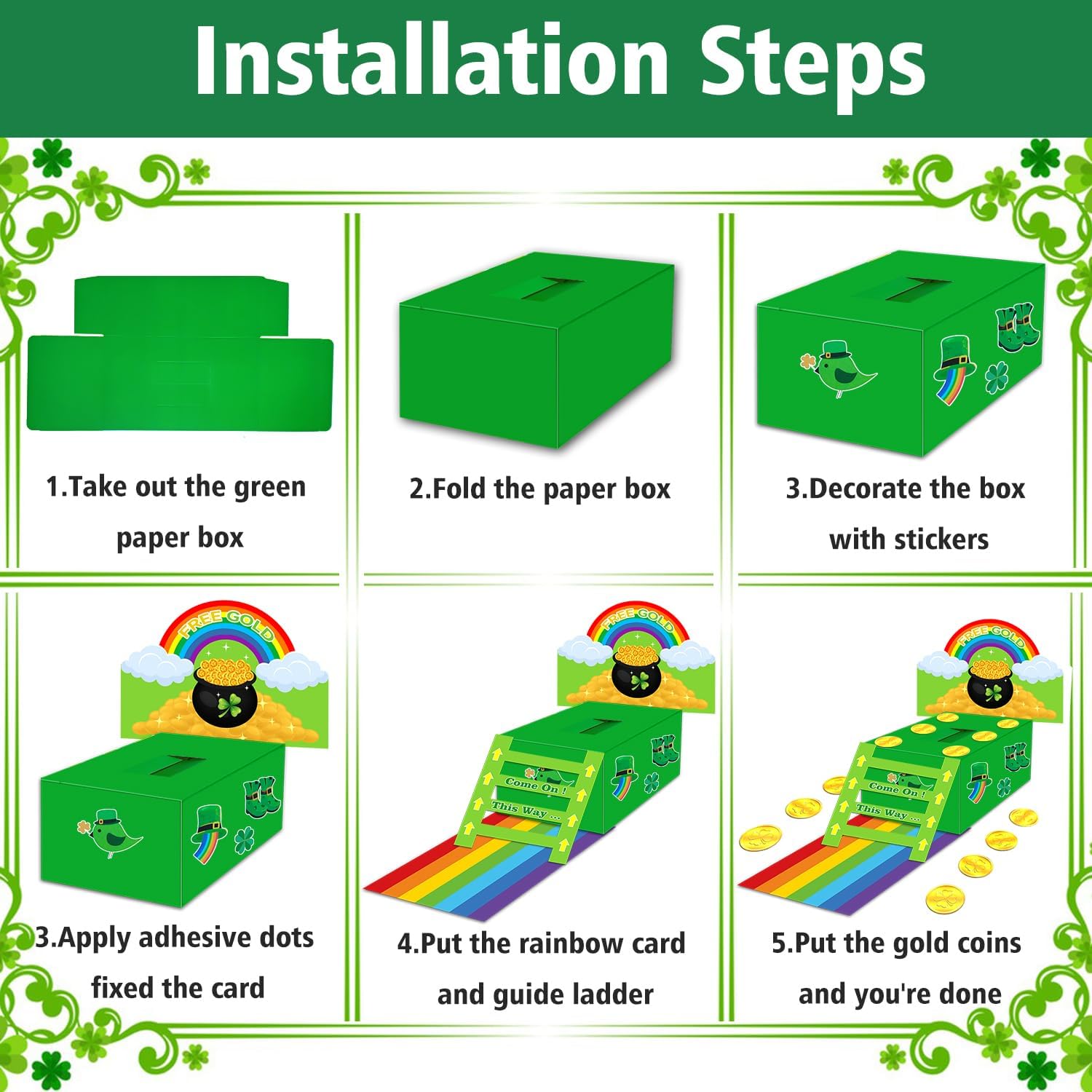 ZLIXING St Patricks Day Decorations for Leprechaun Trap Crafts Catch Kit for St Pattys Day Decor Accessories Party Favor Supplies