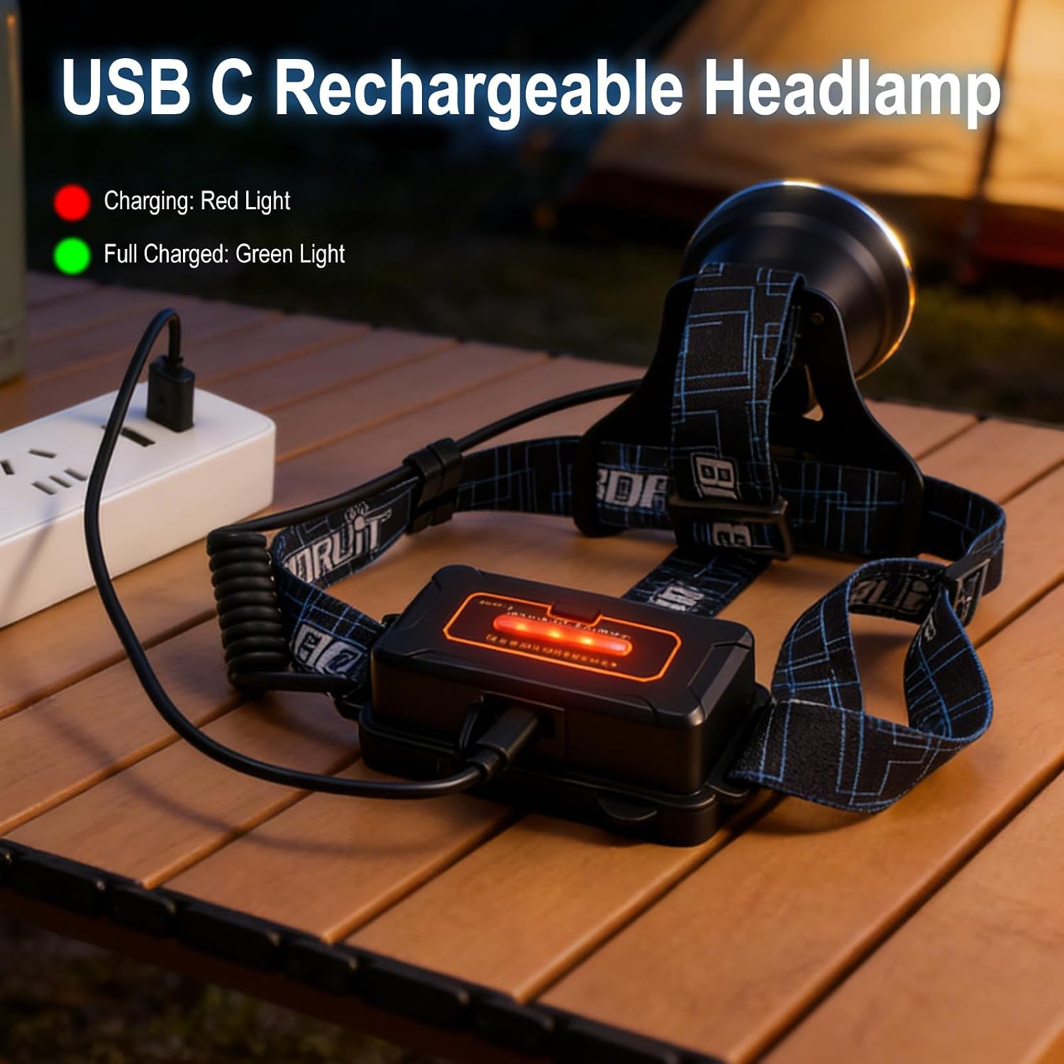BORUIT Head Lamps LED Rechargeable - Super Bright 3 Modes, 90° Adjustable | Headlamp Battery Powered, USB C, Head Light for Head, IPX4 Waterproof for Adults Hardhat Camping Hiking Fishing