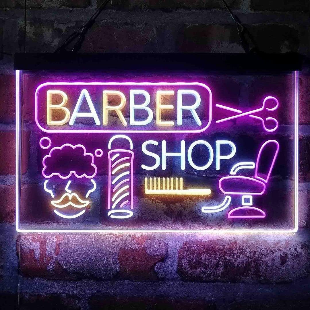 ADVPRO Barber Shop Pole Hair Cut Salon Tri-color Led Neon Sign White & Purple & Yellow 23.6 x 17.1 Inches st9s64-i2044-wpy