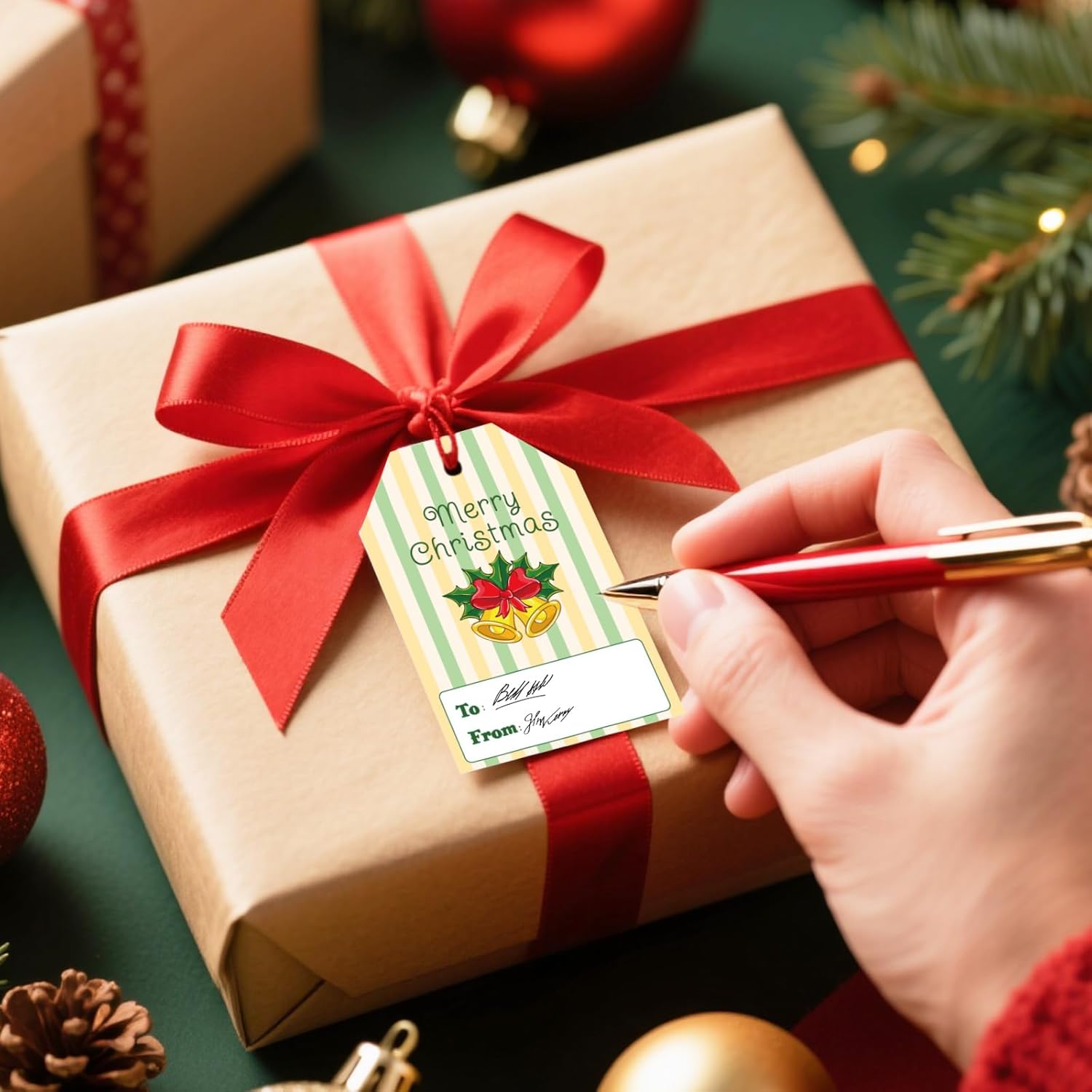 120pcs Gift Tags for Christmas, Christmas Thank You Stickers Self-Adhesive Tags Xmas Name Presents Labels for Festive Gifting Decorations (Style 1) - Image 5