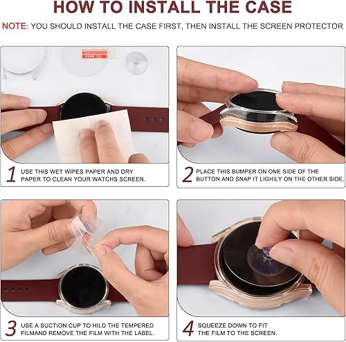 Miniatura 6 de Meliya Paquete de 4+4 para Samsung Galaxy Watch 6 Classic - Funda protectora de pantalla de 1.772 pulgadas, funda protectora rígida de policarbonato