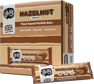 YuBi Bars - Hazelnut Protein Bars - 100 Calories, 10g of Protein, 0g of Sugar, Low Carb, Palm Oil Free/Non-GMO, Gluten Free, Dairy Free, Healthy Snack, Non-GMO - 14.8oz (12 Pack, Hazelnut)
