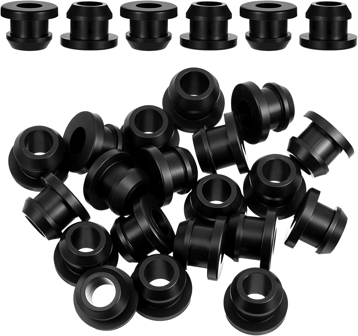 0.32"/8 mm Mini Rubber Plugs for Round Holes, 20 Pack Silicone Plugs Waterproof Round Sealing Hole Stoppers, Black Soft Flexible T-Shaped End Caps Cover for Tubes, Furniture, Bottles, Pipes (Black)