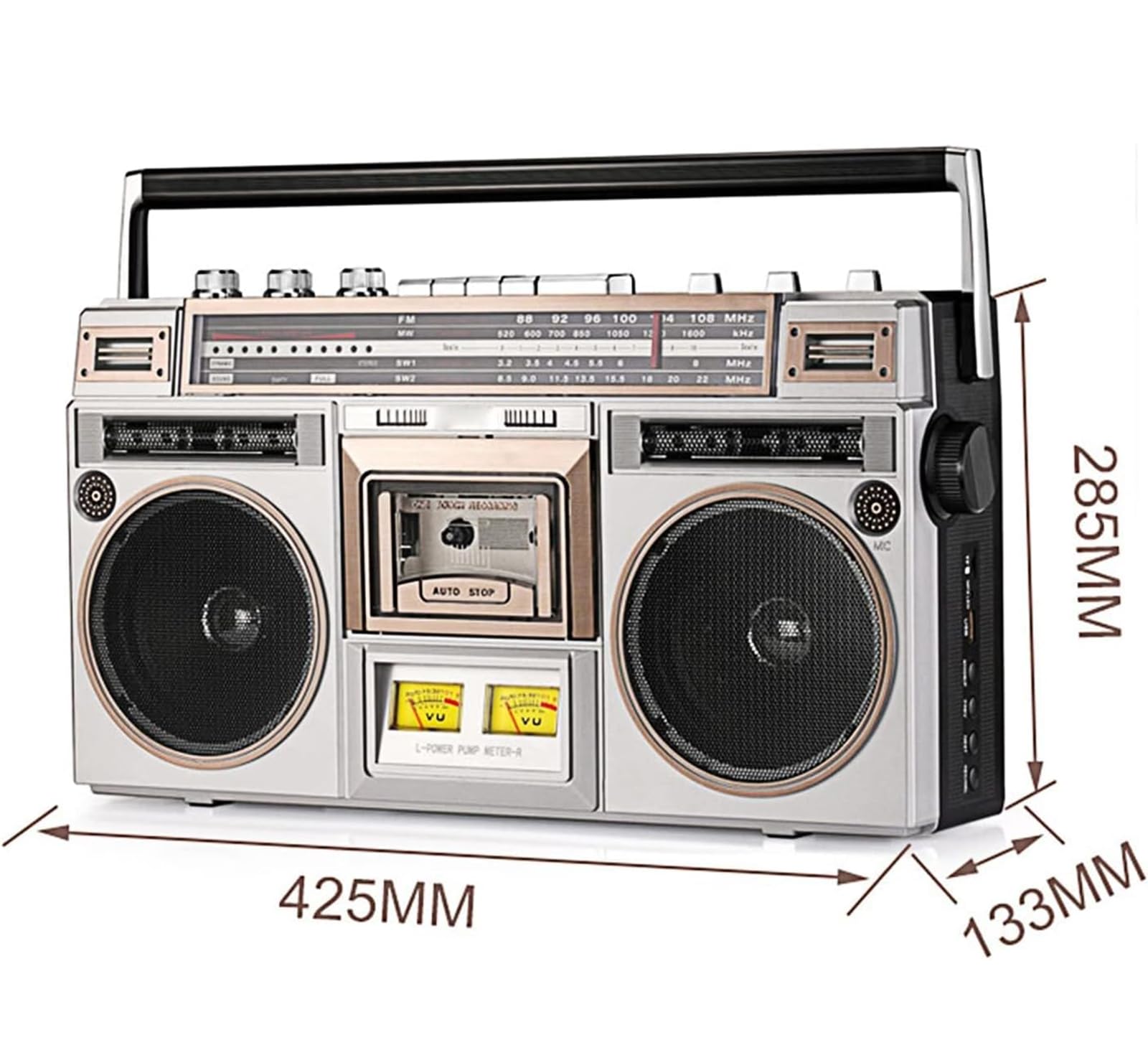 Lettore CD a cassette retrò - Stile classico anni '80 con radio FM e DAB + - ideale per famiglie, scuole, ristoranti vintage