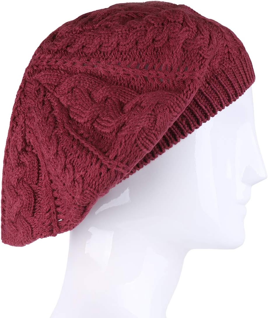 Nollia Soft Knit Solid Color Beanie, Chic, and Lightweight Crochet Knitted Style Beanie Hat for Women, One Size Slouchy Hat Burgundy - Image 5