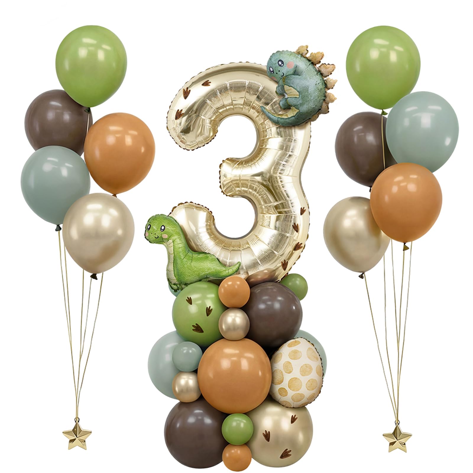 42 Pcs Platinum Dinosaur Balloons, Number 3 Baby Dino Foil Balloons Dinosaur Birthday Party Decorations For Dino Baby Shower Decorations (Number 3)