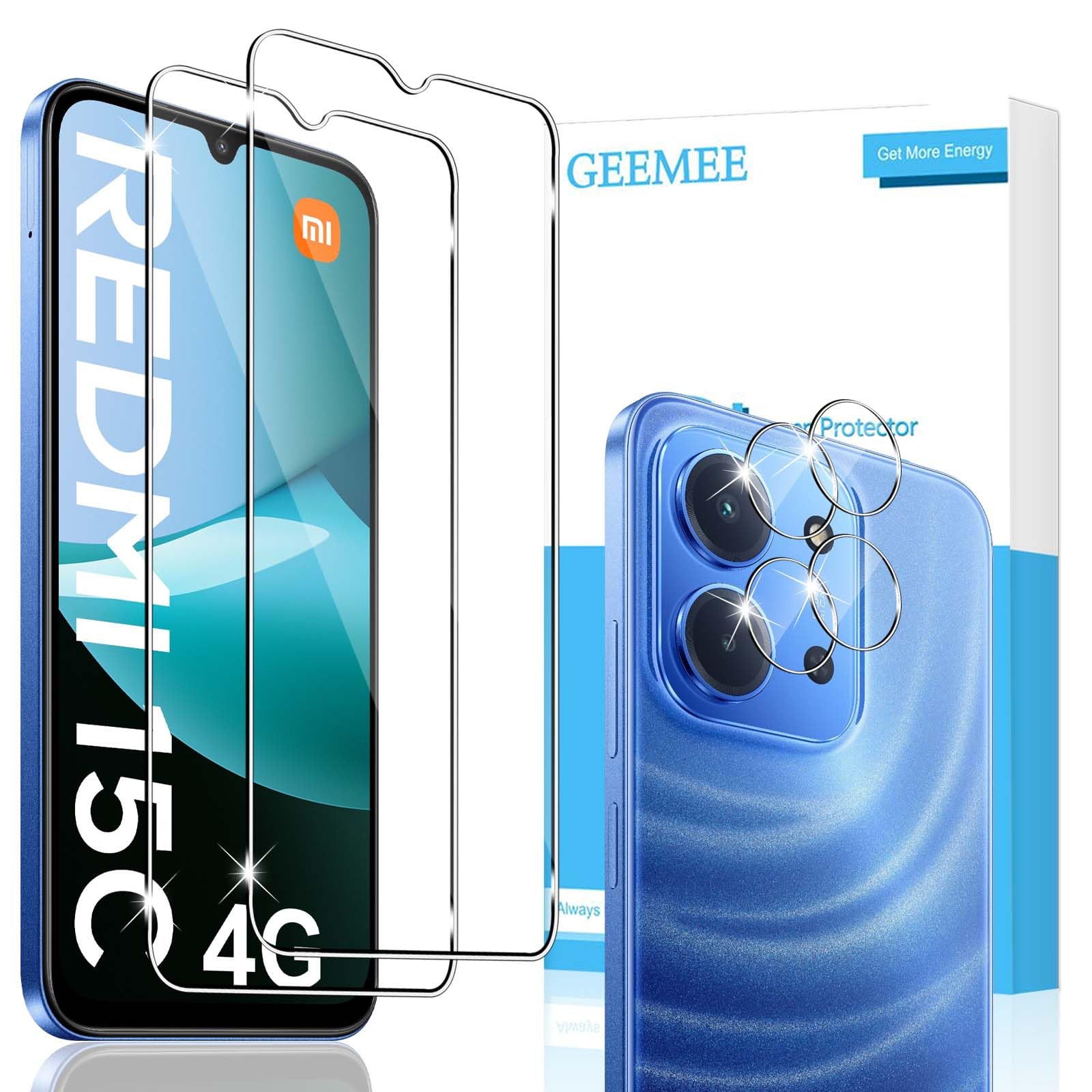 GEEMEE Pellicola Vetro Temperato per Xiaomi Redmi 15C 4G/5G, 2 +2 Pezzi Pellicola Protettiva + Pellicola Fotocamera, 9H Anti Graffi Anti-Impronte Protettiva Protezione per Redmi 15 C