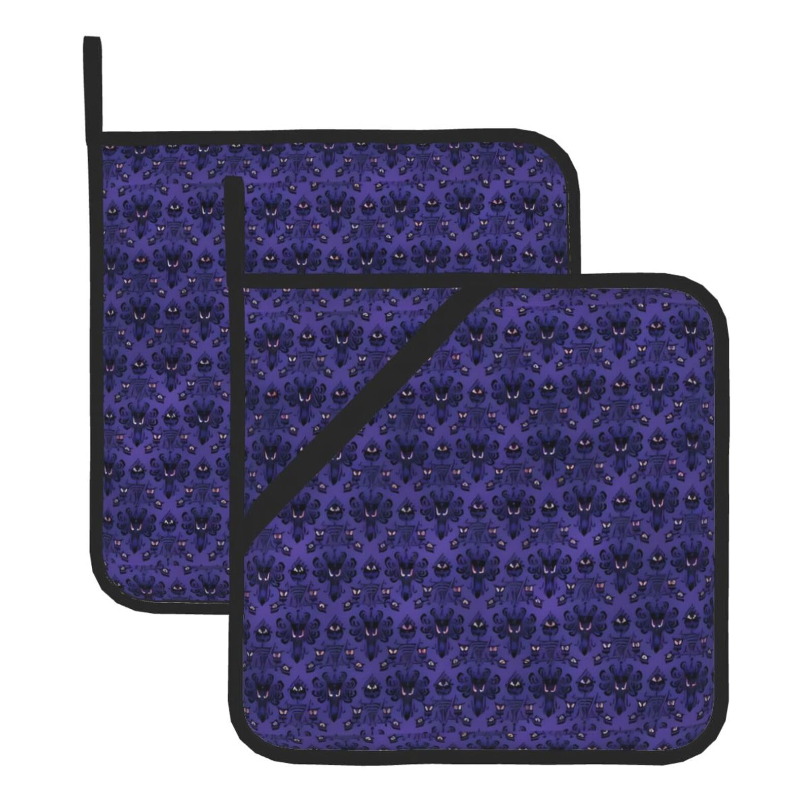 WHJDPP Ghost swarm Prints Square Hot Pads for Kitchen - Waterproof Pot Holders Set of 2, Durable Trivets with Pocket & Hanging Loop for Hot Dishes & Oven Use