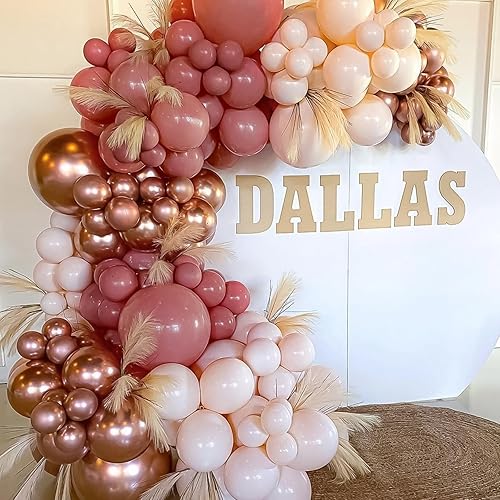 Miniatura 6 de RUBFAC Globos de color rosa polvoriento, 120 globos de color rosa rubor de 5 pulgadas, globos rosados más gruesos para cumpleaños, boda, baby