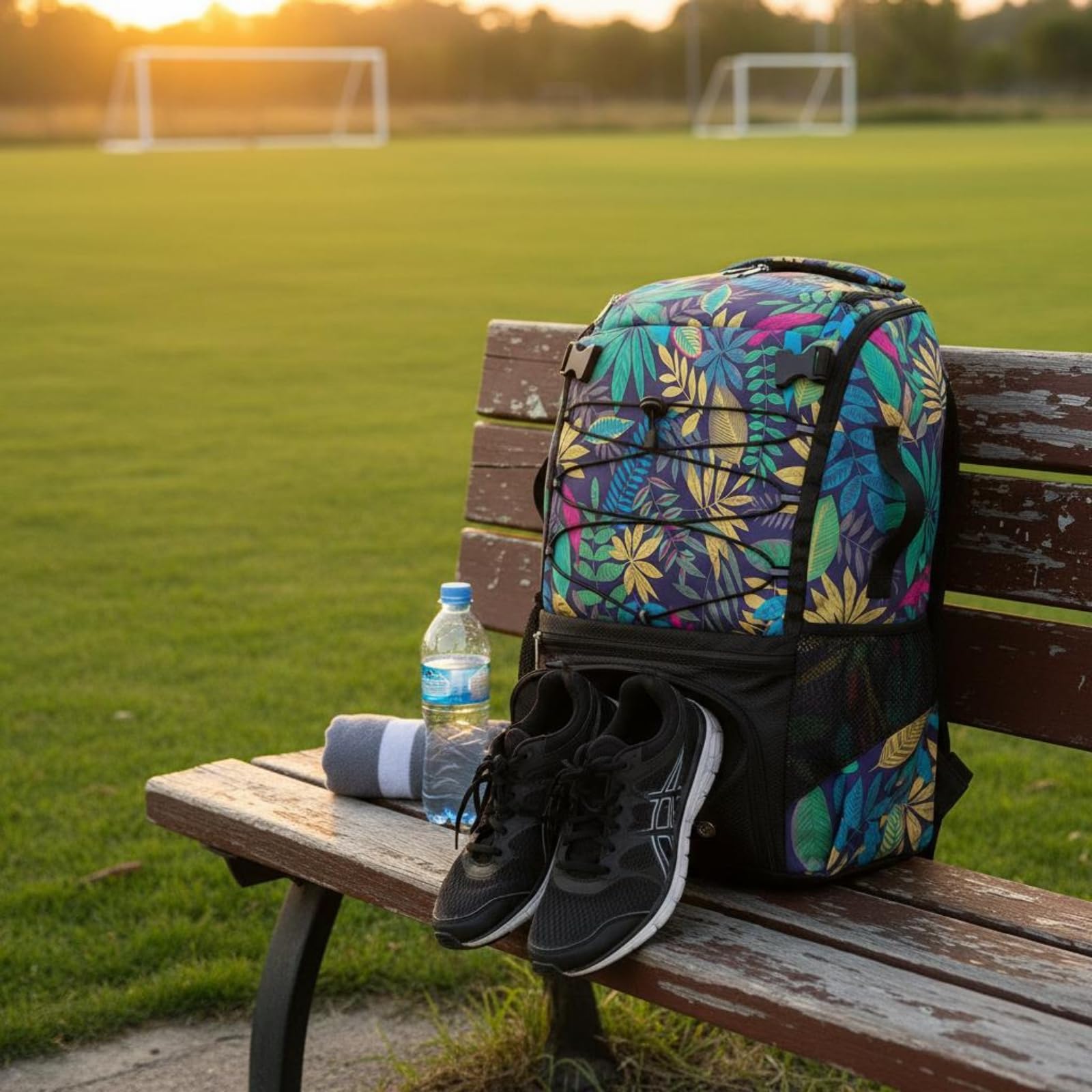 rockible Zaino Sportivo Outdoor Attrezzatura Sportiva Borsa Versatile Nylon Impermeabile Separatore Scarpe Tasche Esterne Multiuso Adatto per Sport Attività, Blu, Blu