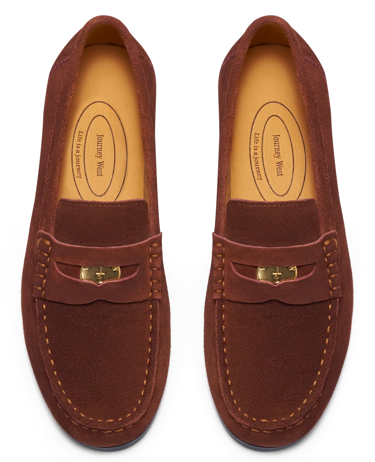 Journey West Ivy Style Suede Slip-on Penny Loafers Shoes for Women