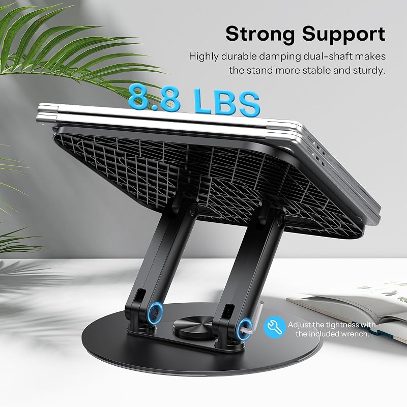 OMOTON Laptop Stand fém alappal, 360° forgatható, összecsukható ergonomikus állvány 15" MacBook-hoz
